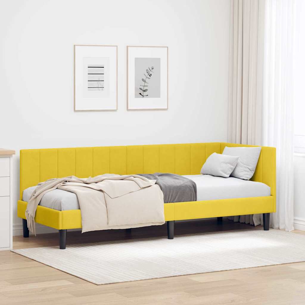 Eckbettgestell mit Kopfteil Gelb 80 cm x 200 cm Samt