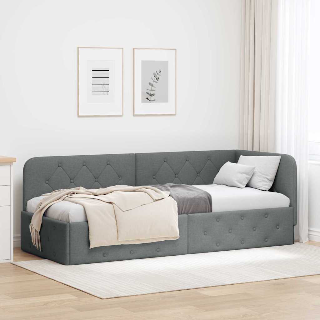 Eckbettgestell Dunkelgrau 80 x 200 cm Stoff