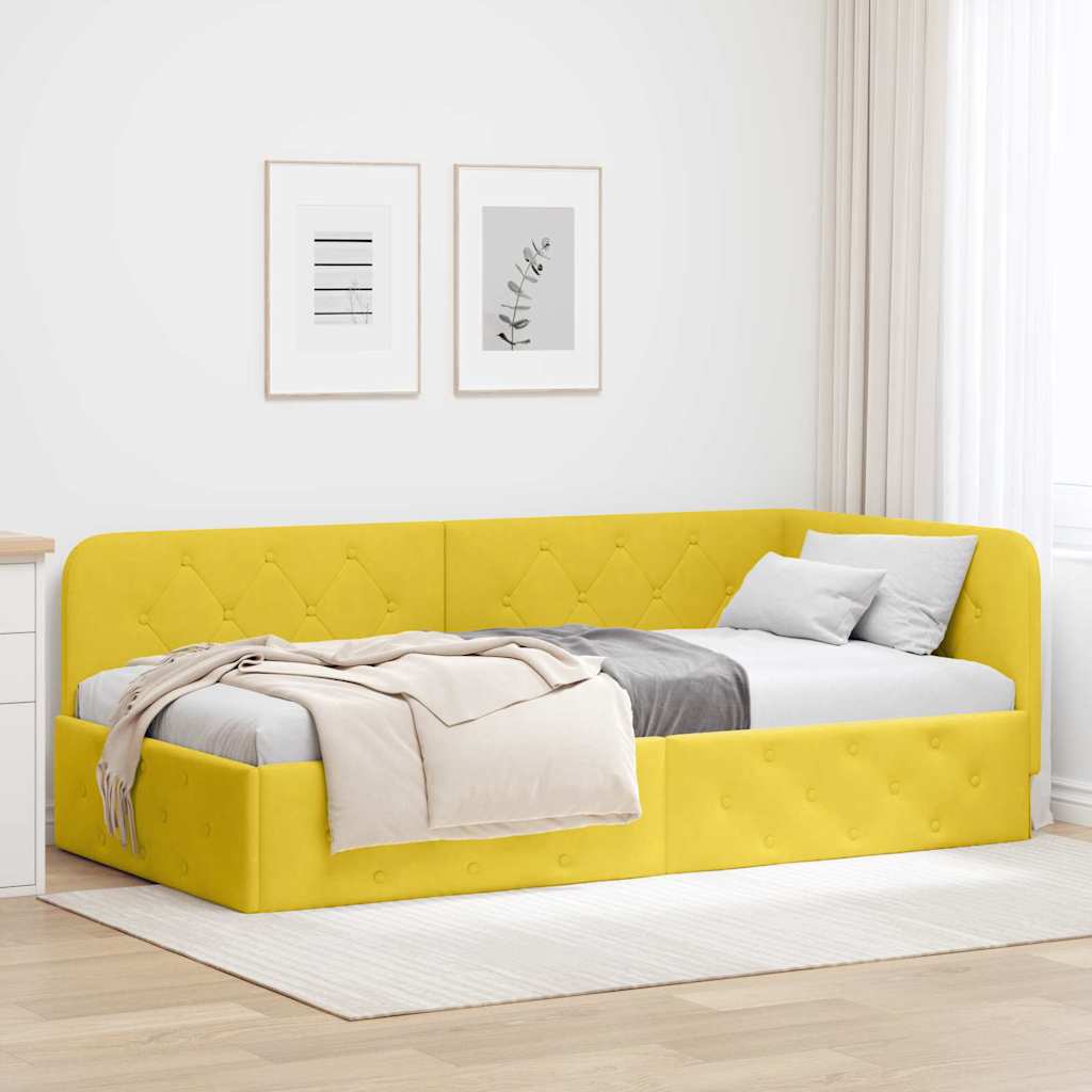 Eckbettgestell Gelb 90 x 190 cm Samt
