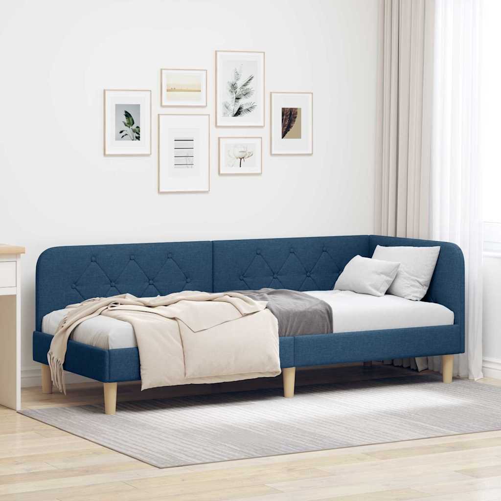 Eckbettgestell Blau 80 x 200 cm Stoff