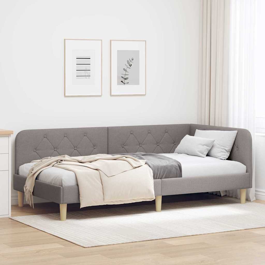 Eckbettgestell Taupe 100 x 200 cm Stoff
