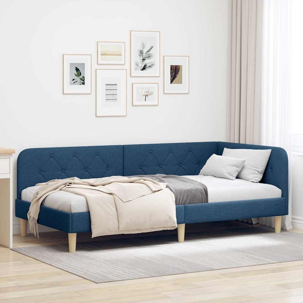 Eckbettgestell Blau 100 x 200 cm Stoff