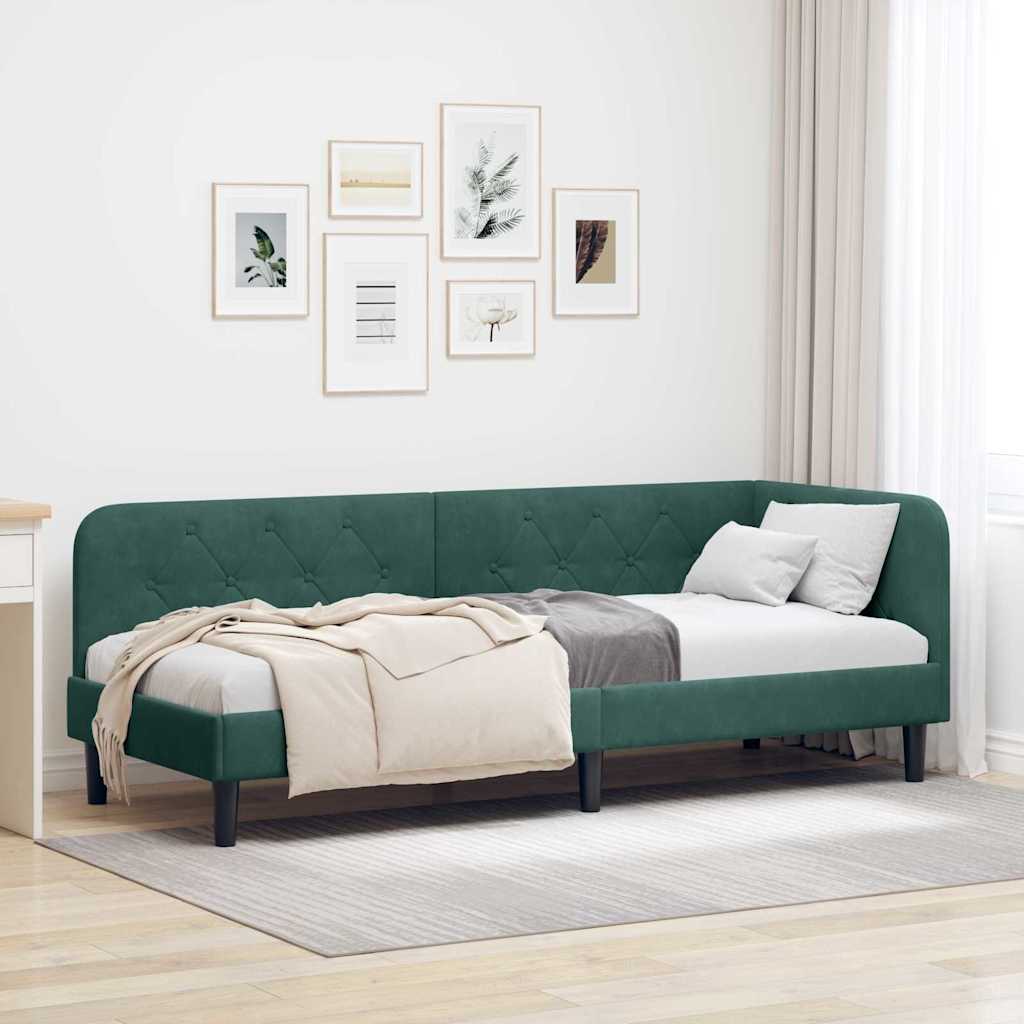Eckbettgestell Dunkelgrün 80 x 200 cm Samt