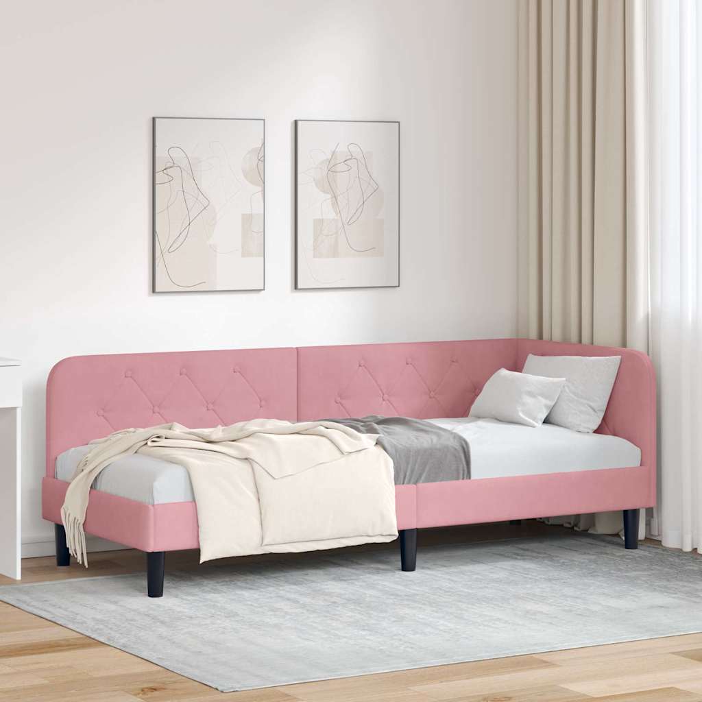 Eckbettgestell Rosa 80 x 200 cm Samt
