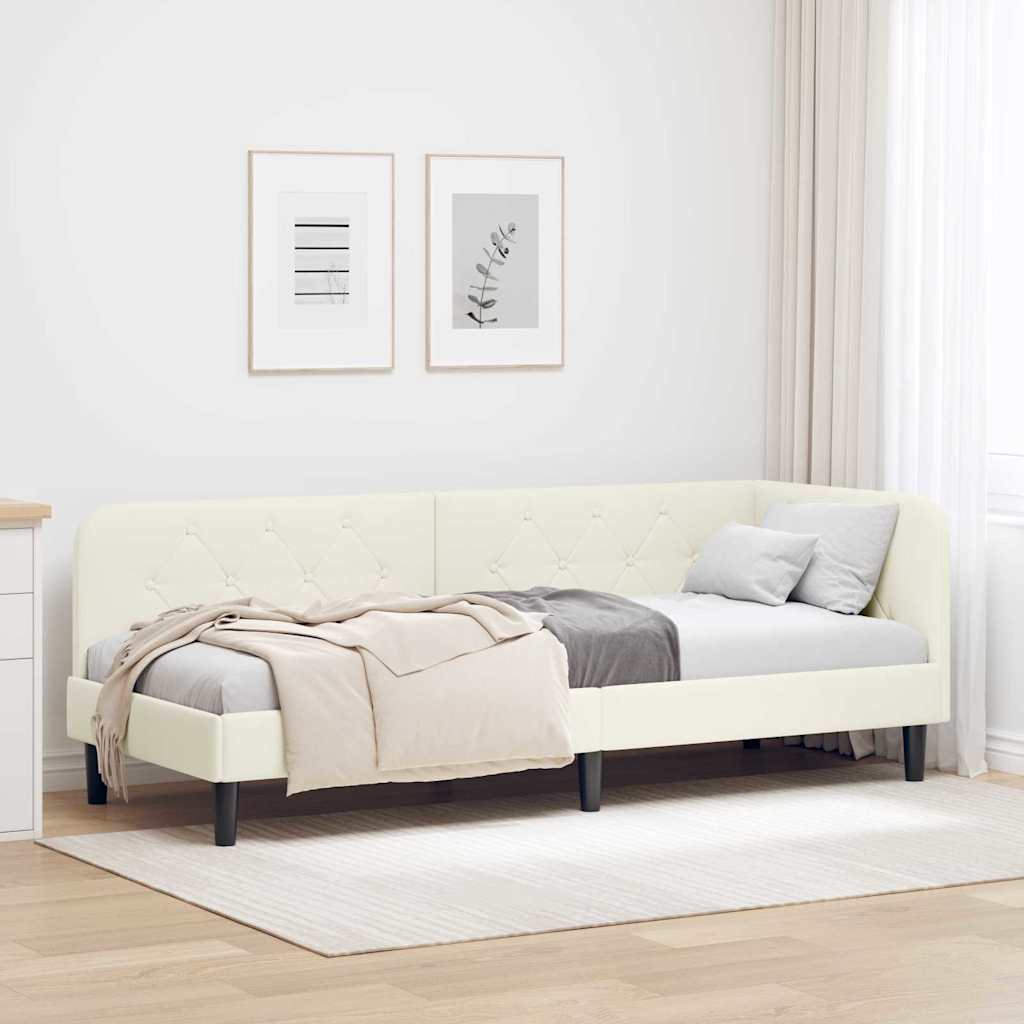 Eckbettgestell Creme 80 x 200 cm Samt