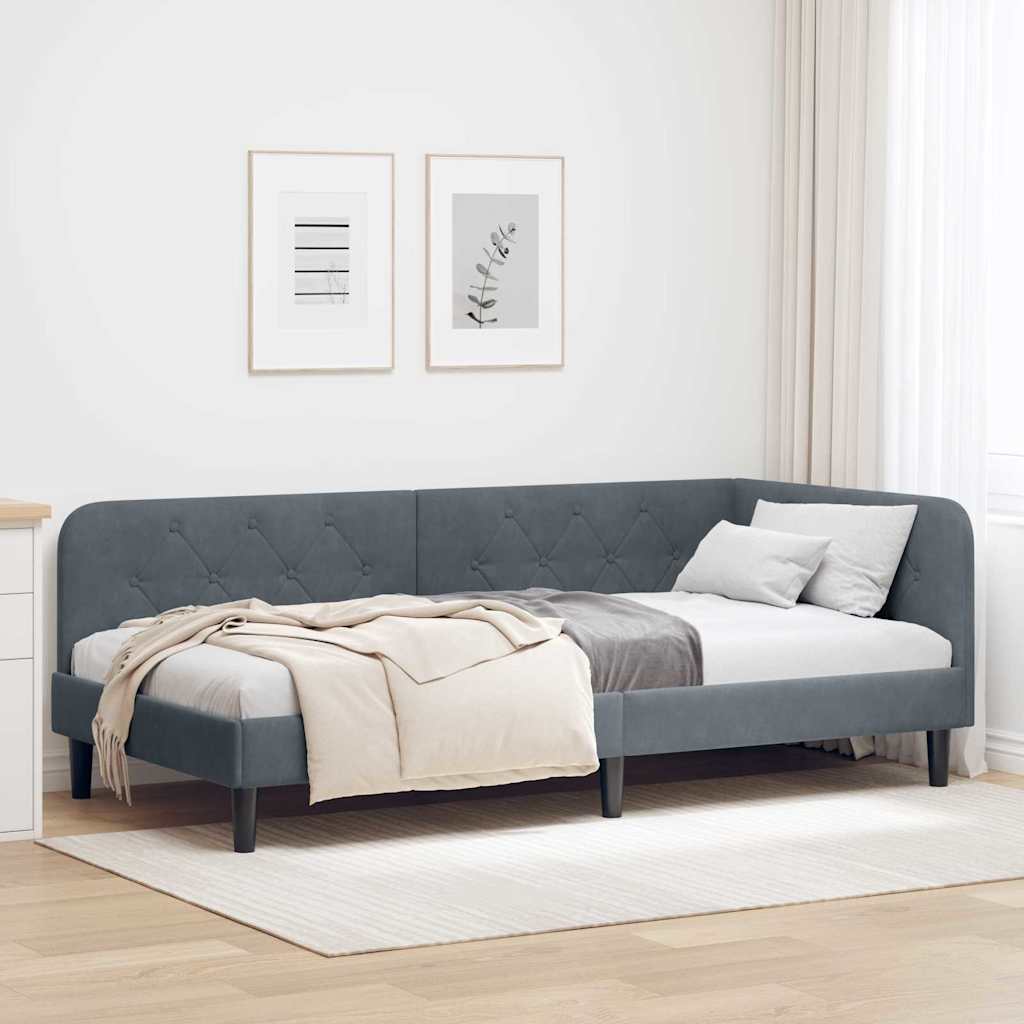 Eckbettgestell Dunkelgrau 90 x 190 cm Samt