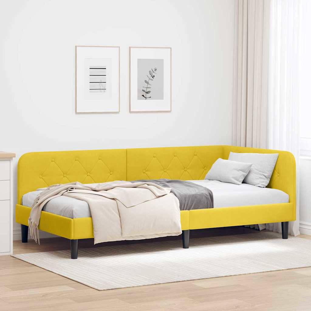 Eckbettgestell Gelb 90 x 190 cm Samt