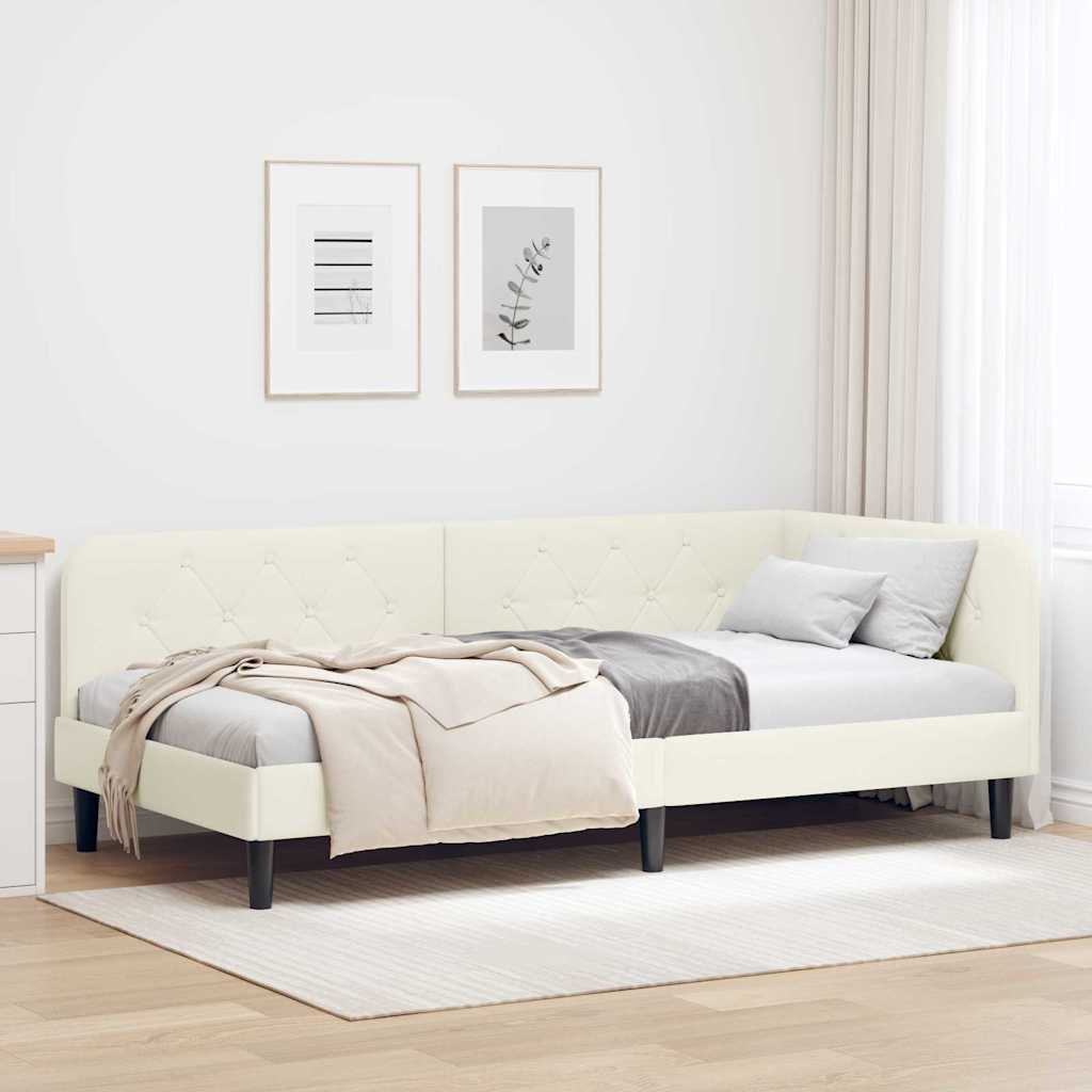 Eckbettgestell Creme 90 x 200 cm Samt