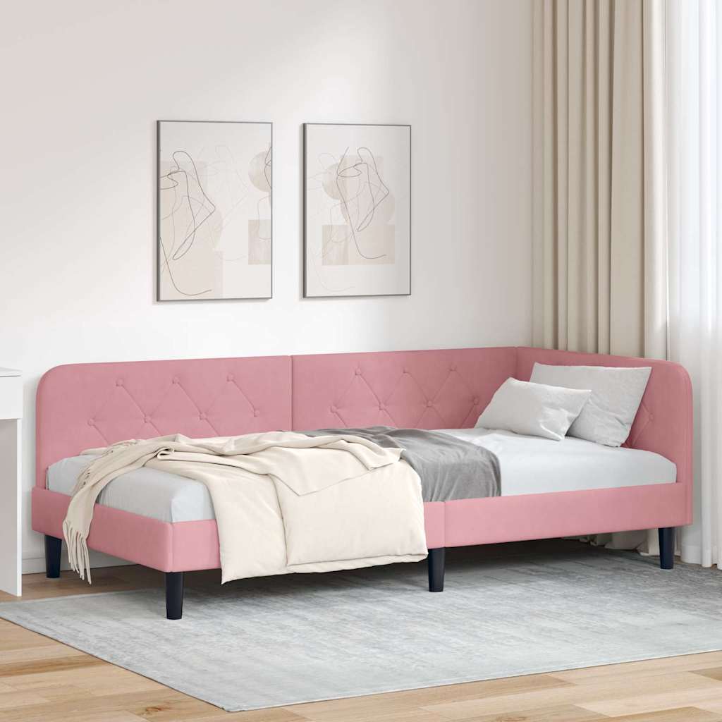 Eckbettgestell Rosa 100 x 200 cm Samt