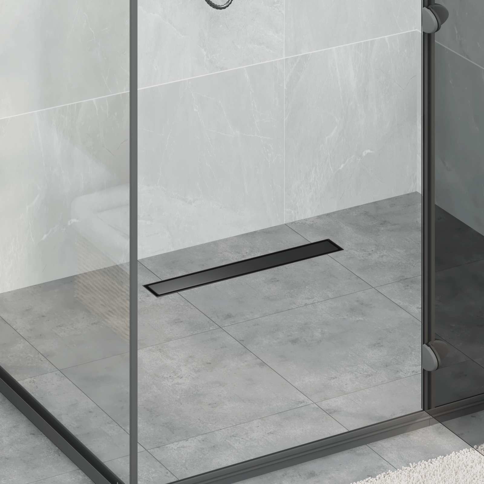 2 in 1 Duschabfluss Schwarz 60 cm Edelstahl 304