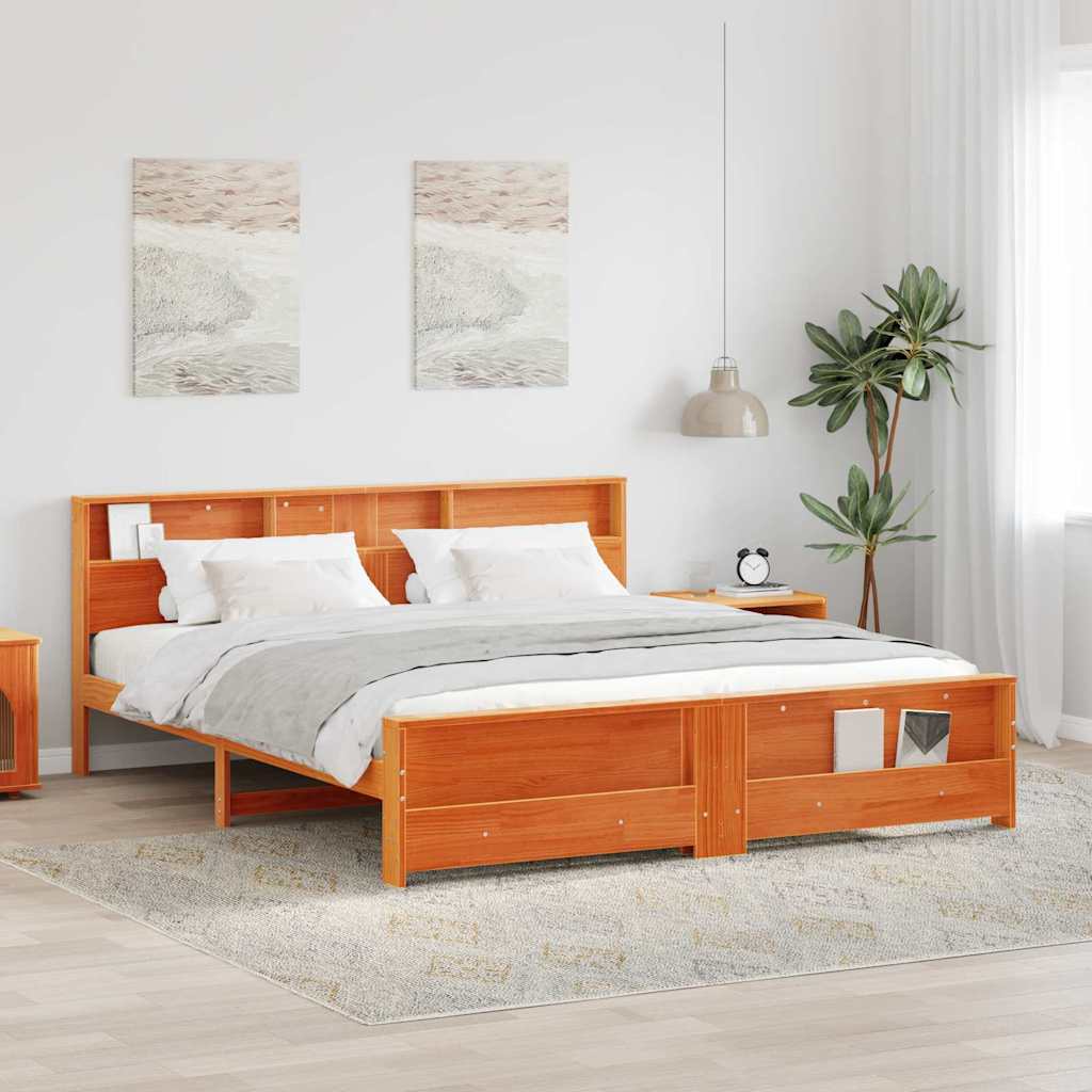 Bettrahmen Wachsbraun 200 x 200 cm Massives Kiefernholz