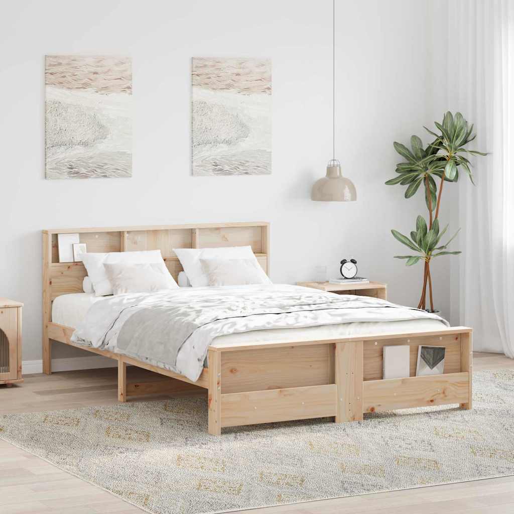 Bettrahmen mit Regal Braun 150 x 200 cm Massives Kiefernholz