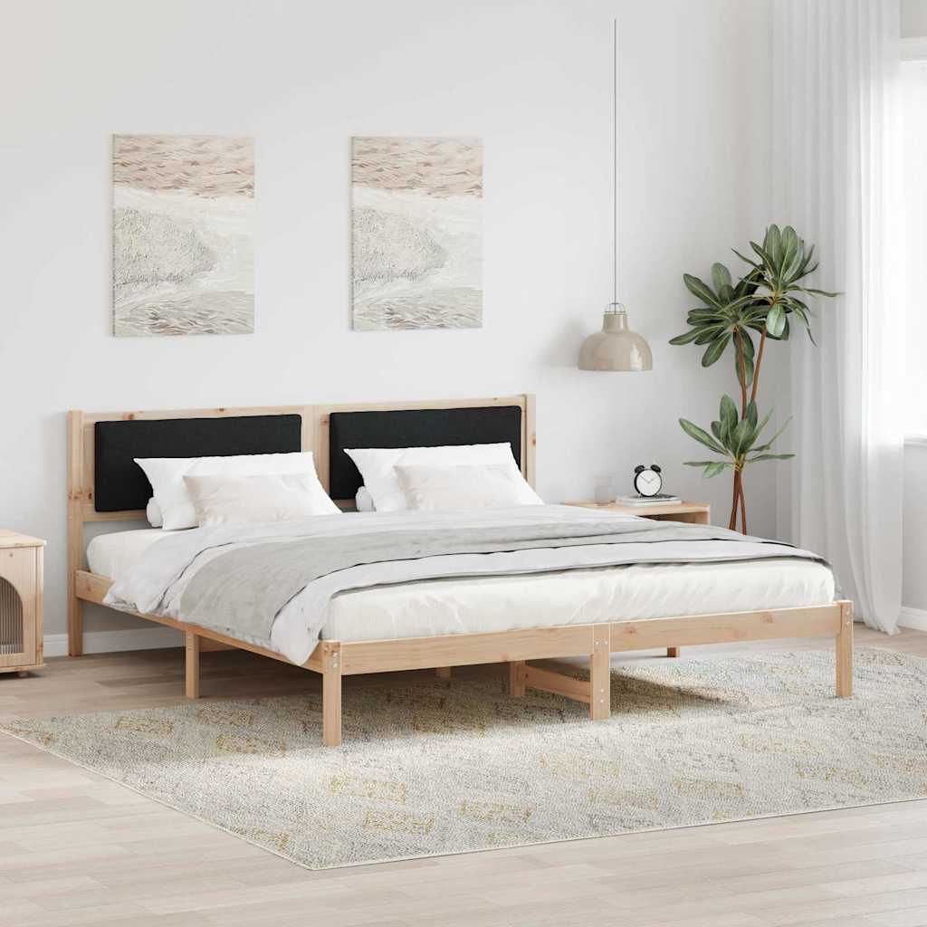 Bettrahmen Schwarz 200 x 200 cm Massives Kiefernholz