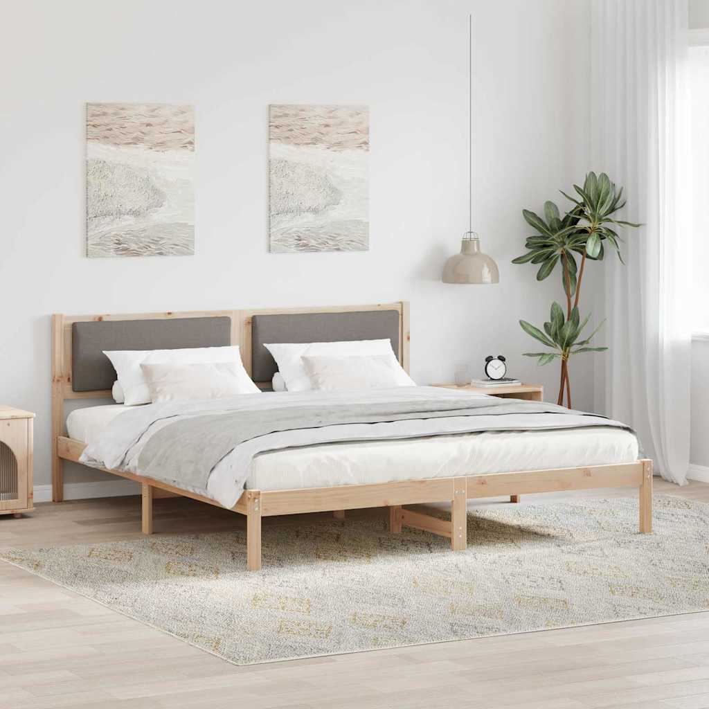 Bettrahmen mit Kopfteil Taupe 200 x 200 cm Massives Kiefernholz