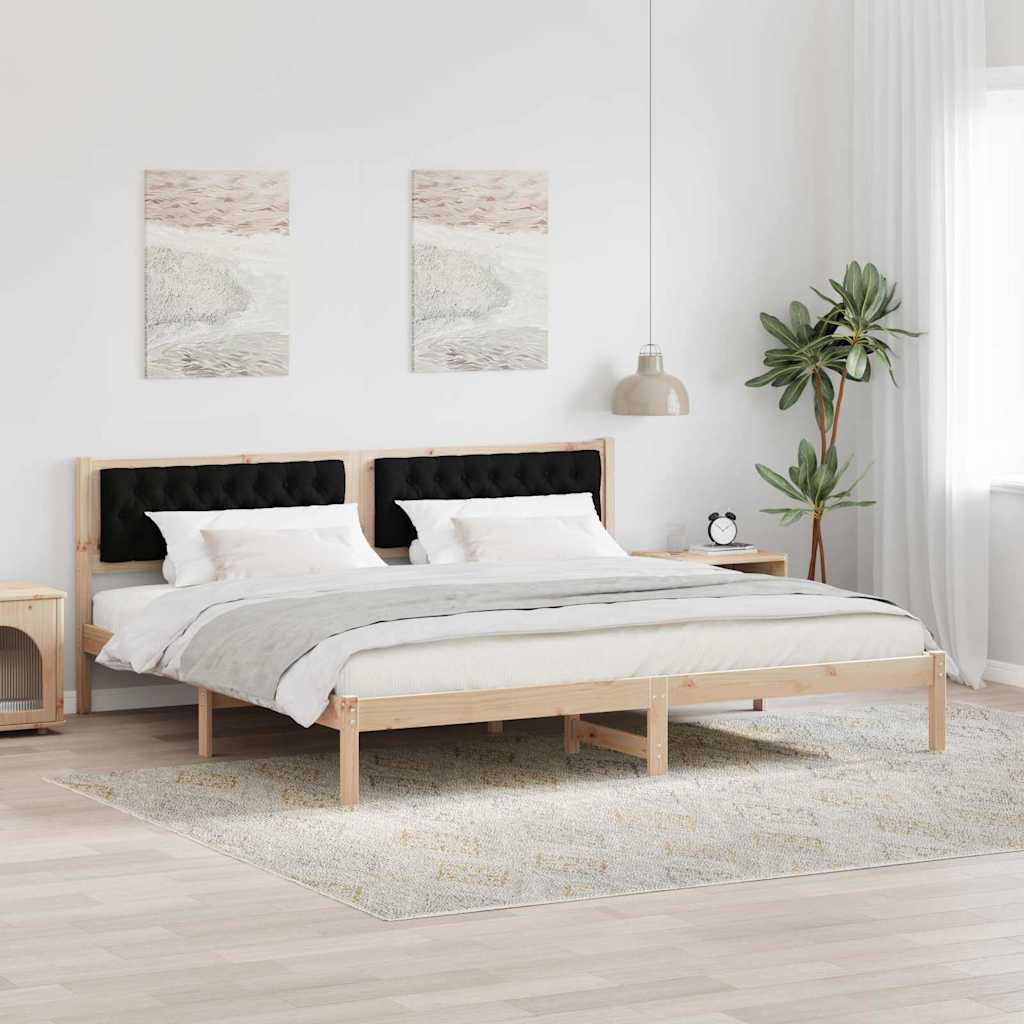 Bettrahmen Schwarz 200 x 200 cm Massives Kiefernholz