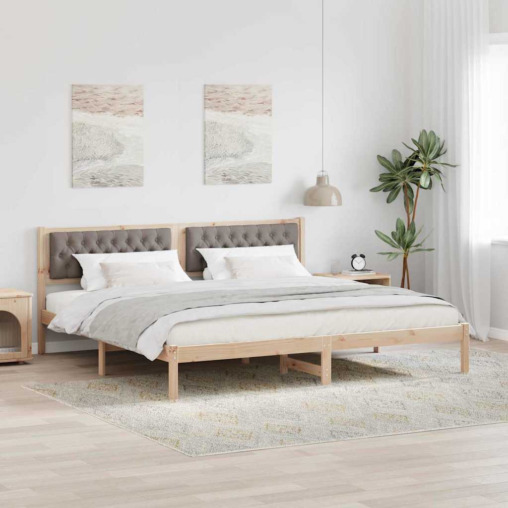 Bettrahmen mit Kopfteil Taupe 200 x 200 cm Massives Kiefernholz
