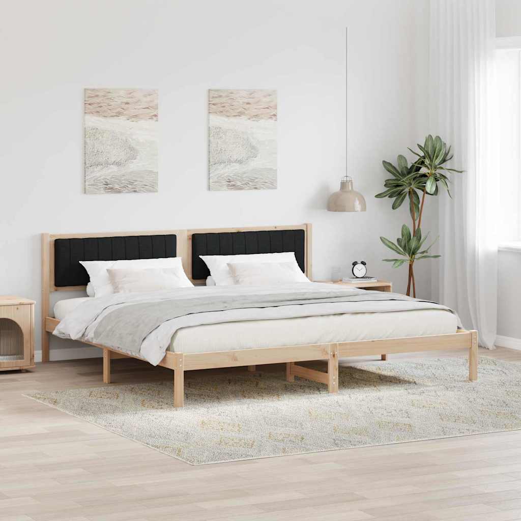 Bettrahmen Schwarz 200 x 200 cm Massives Kiefernholz