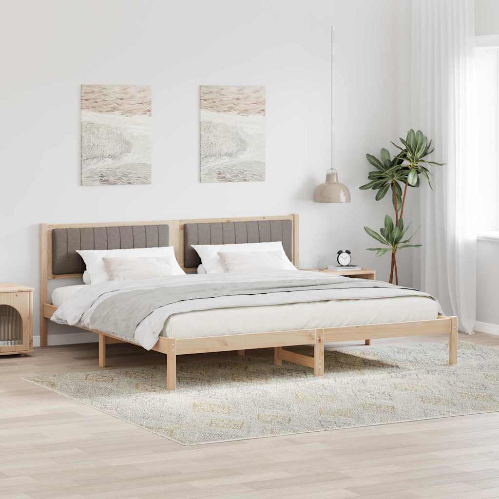 Bettrahmen mit Kopfteil Taupe 200 x 200 cm Massives Kiefernholz