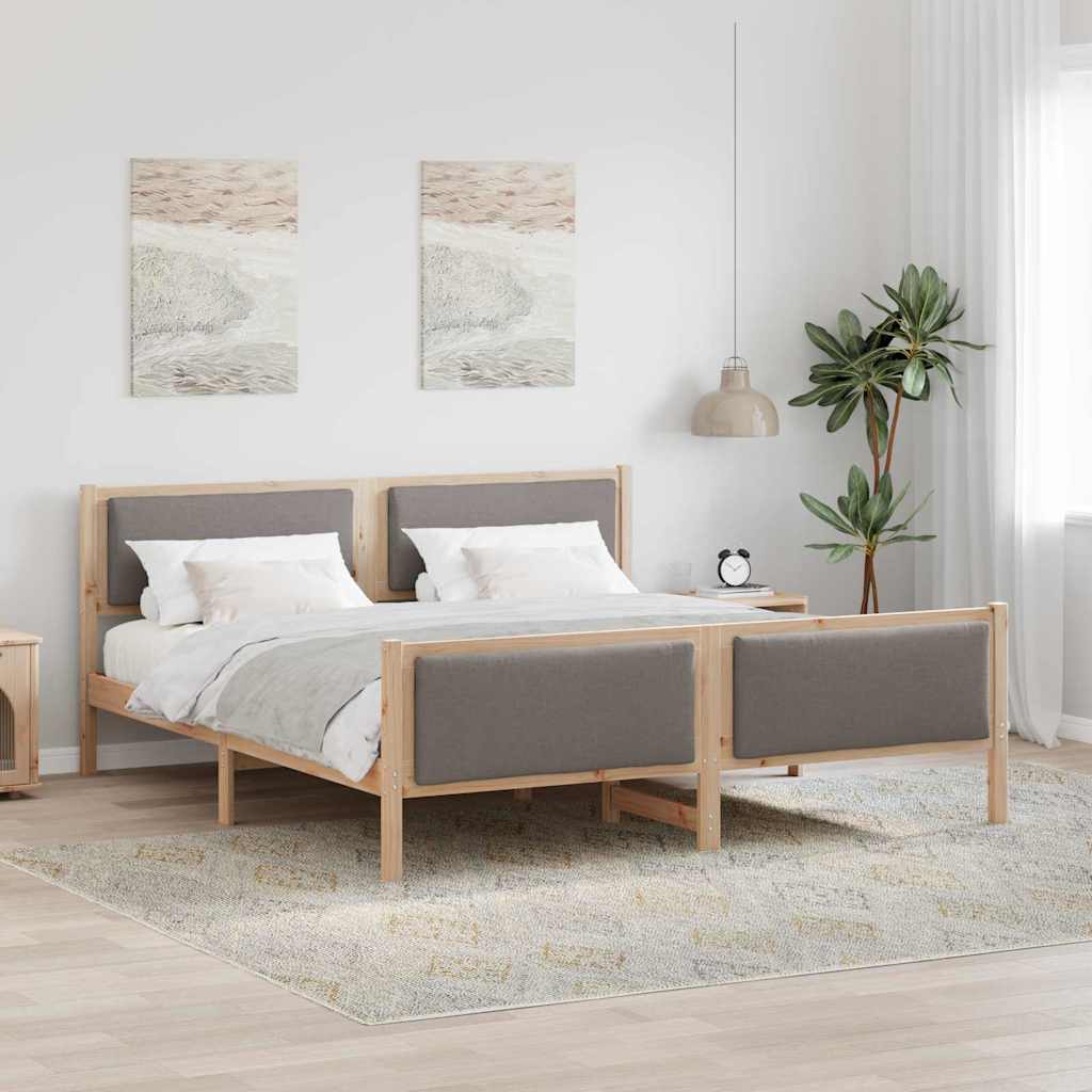 Bettrahmen mit Kopfteil Taupe 200 x 200 cm Stoff
