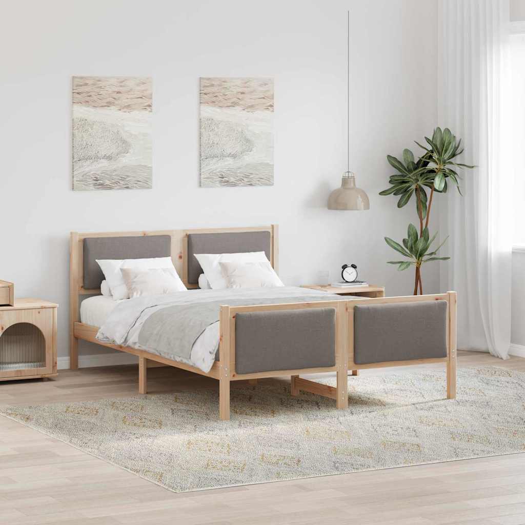 Bettrahmen mit Kopfteil Taupe 160 x 200 cm Stoff