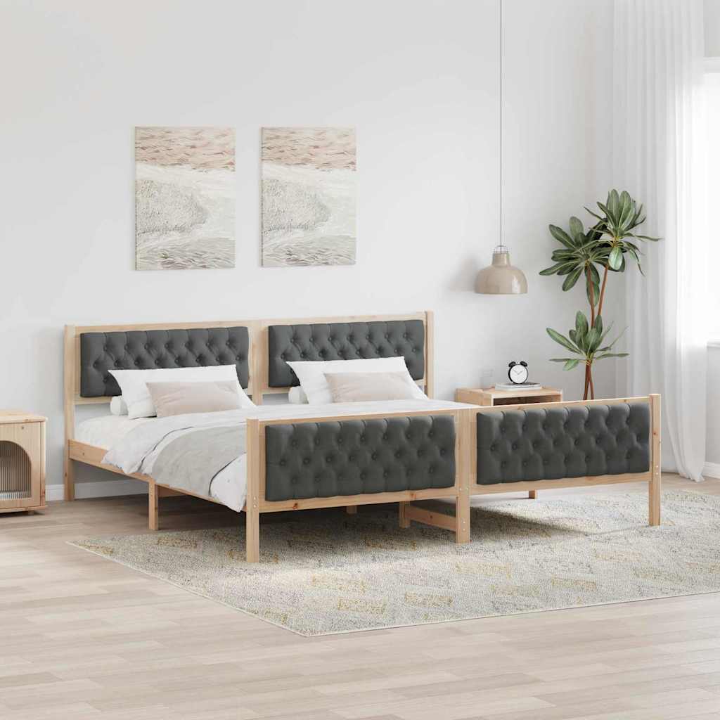 Bettrahmen Dunkelgrau 200 x 200 cm Massives Kiefernholz