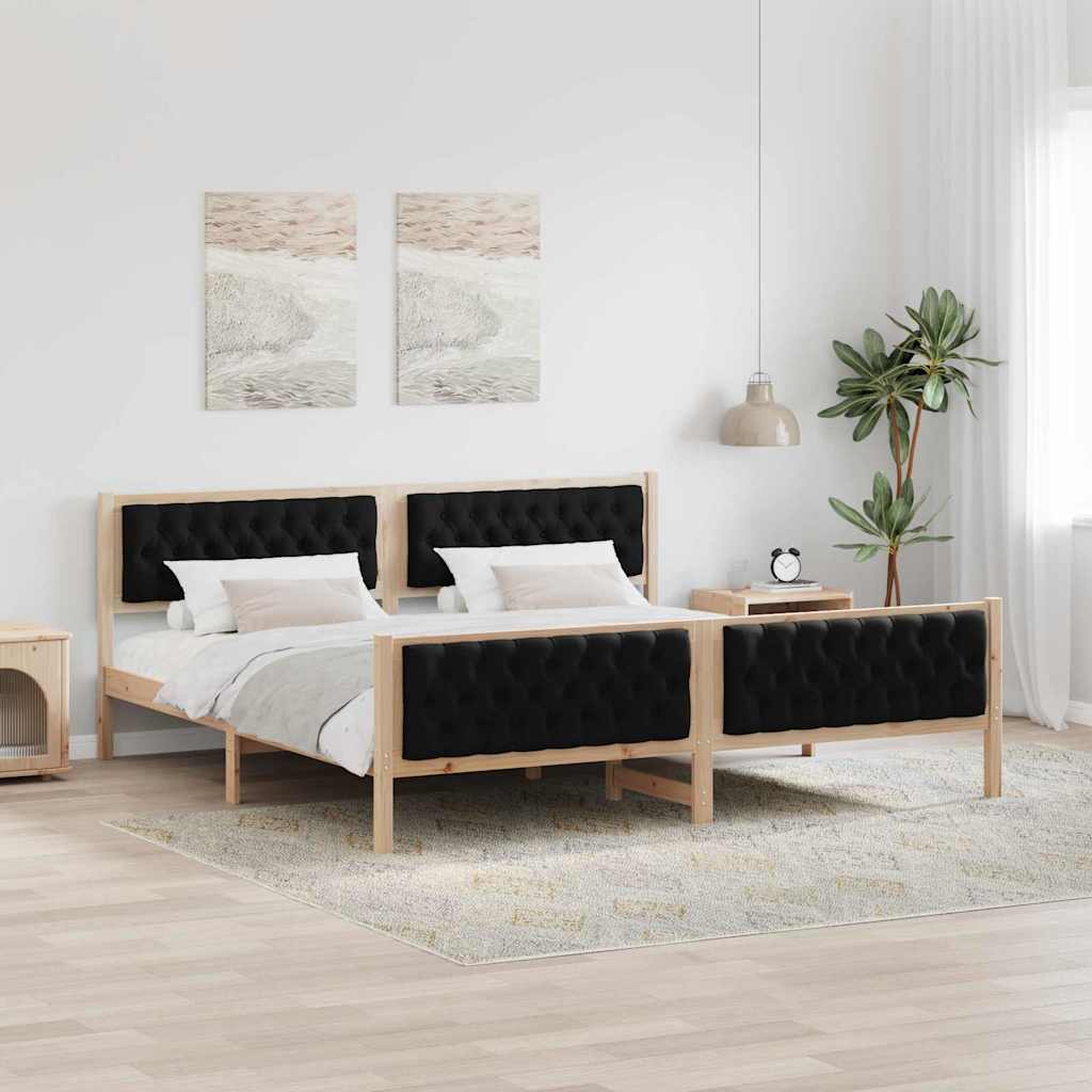 Bettrahmen Schwarz 200 x 200 cm Massives Kiefernholz
