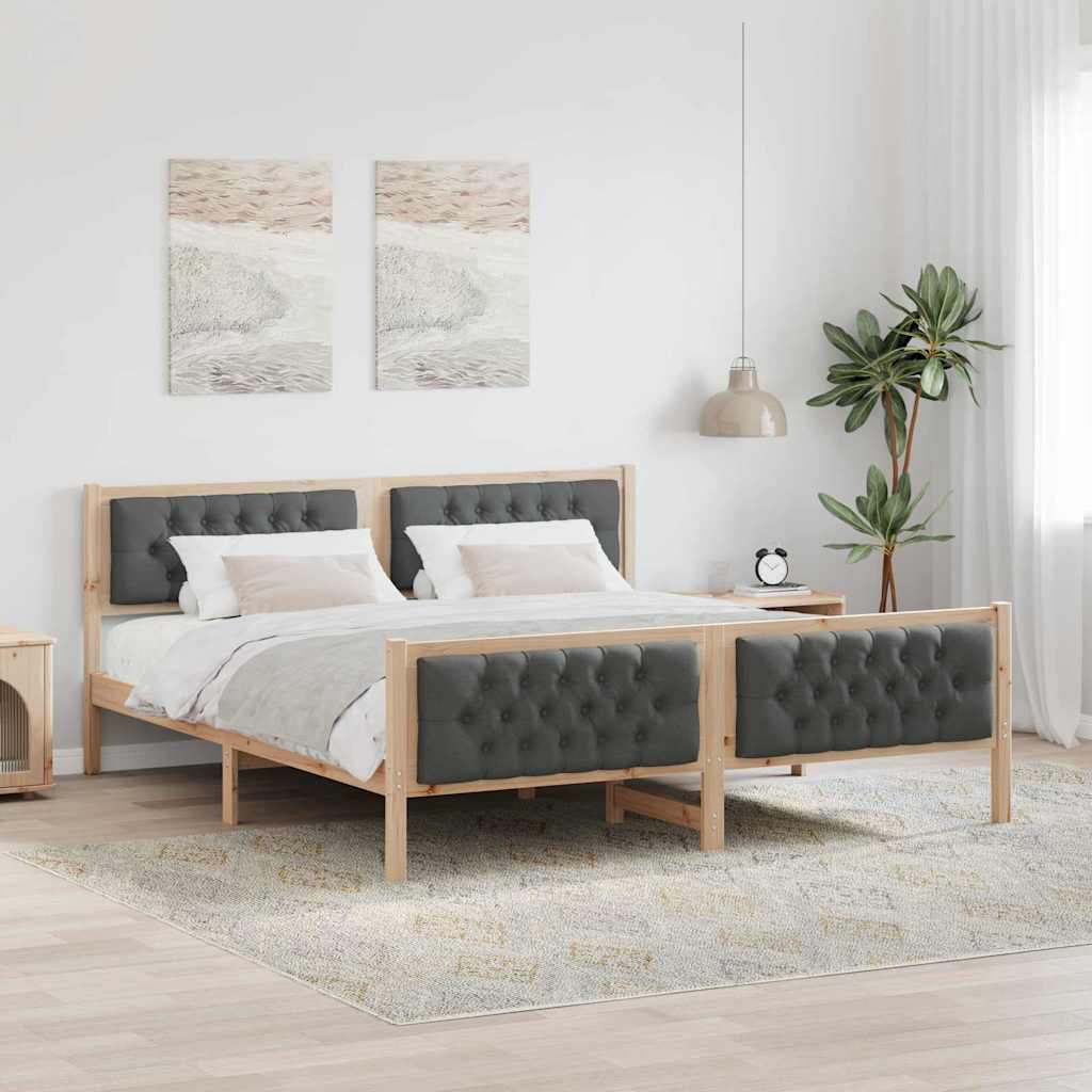 Bettrahmen Dunkelgrau 160 x 200 cm Massives Kiefernholz