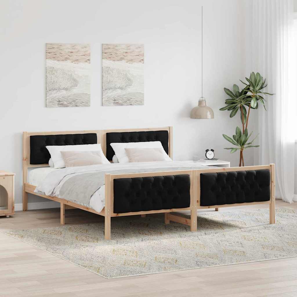 Bettrahmen Schwarz 160 x 200 cm Massives Kiefernholz