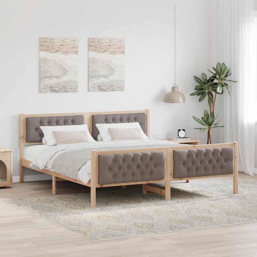 Bettrahmen mit Kopfteil Taupe 160 x 200 cm Massives Kiefernholz