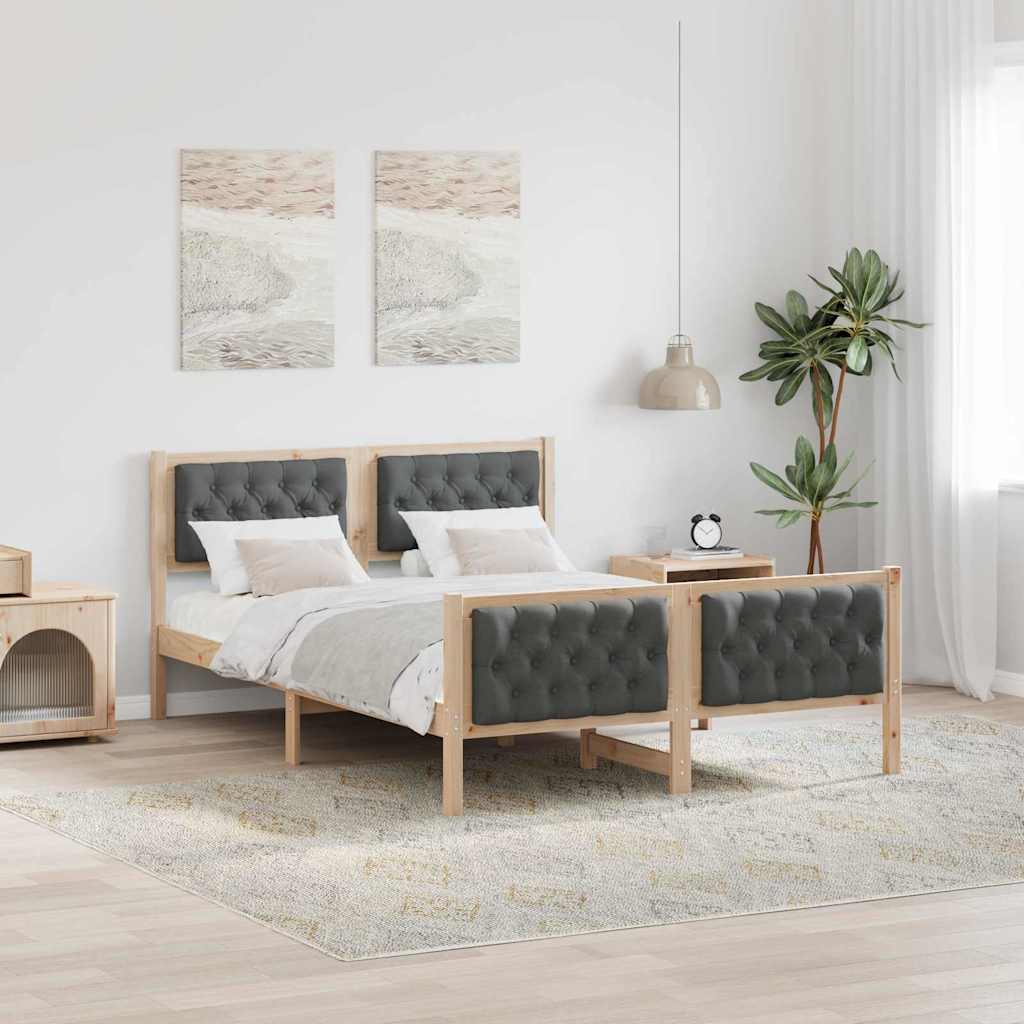 Bettrahmen Dunkelgrau 150 x 200 cm Massives Kiefernholz