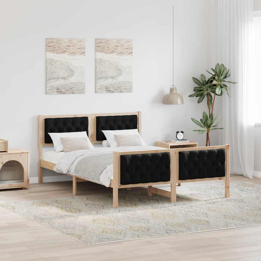 Bettrahmen Schwarz 140 x 190 cm Massives Kiefernholz