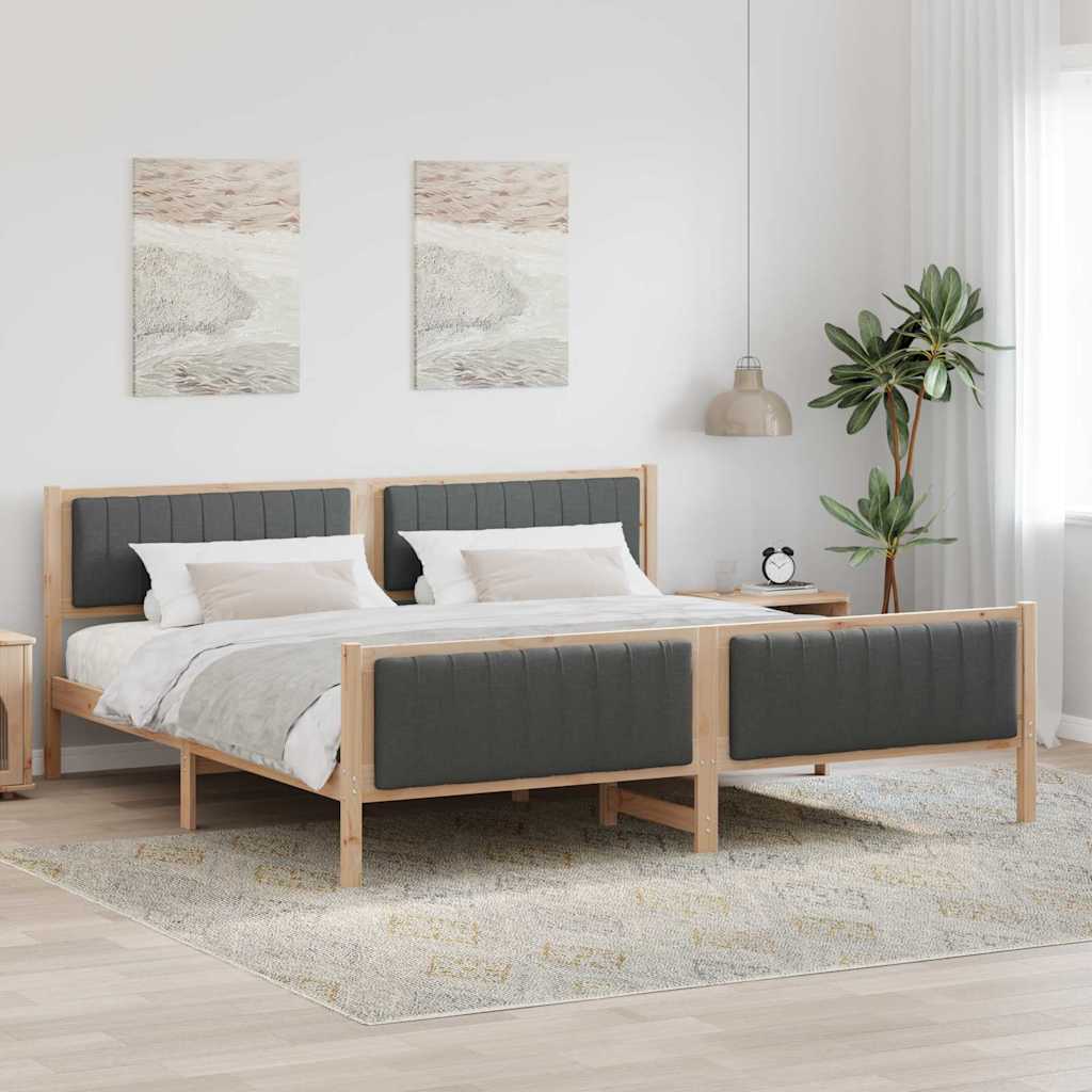 Bettgestell Braun und Dunkelgrau 200 x 200 cm Massivholz Kiefer