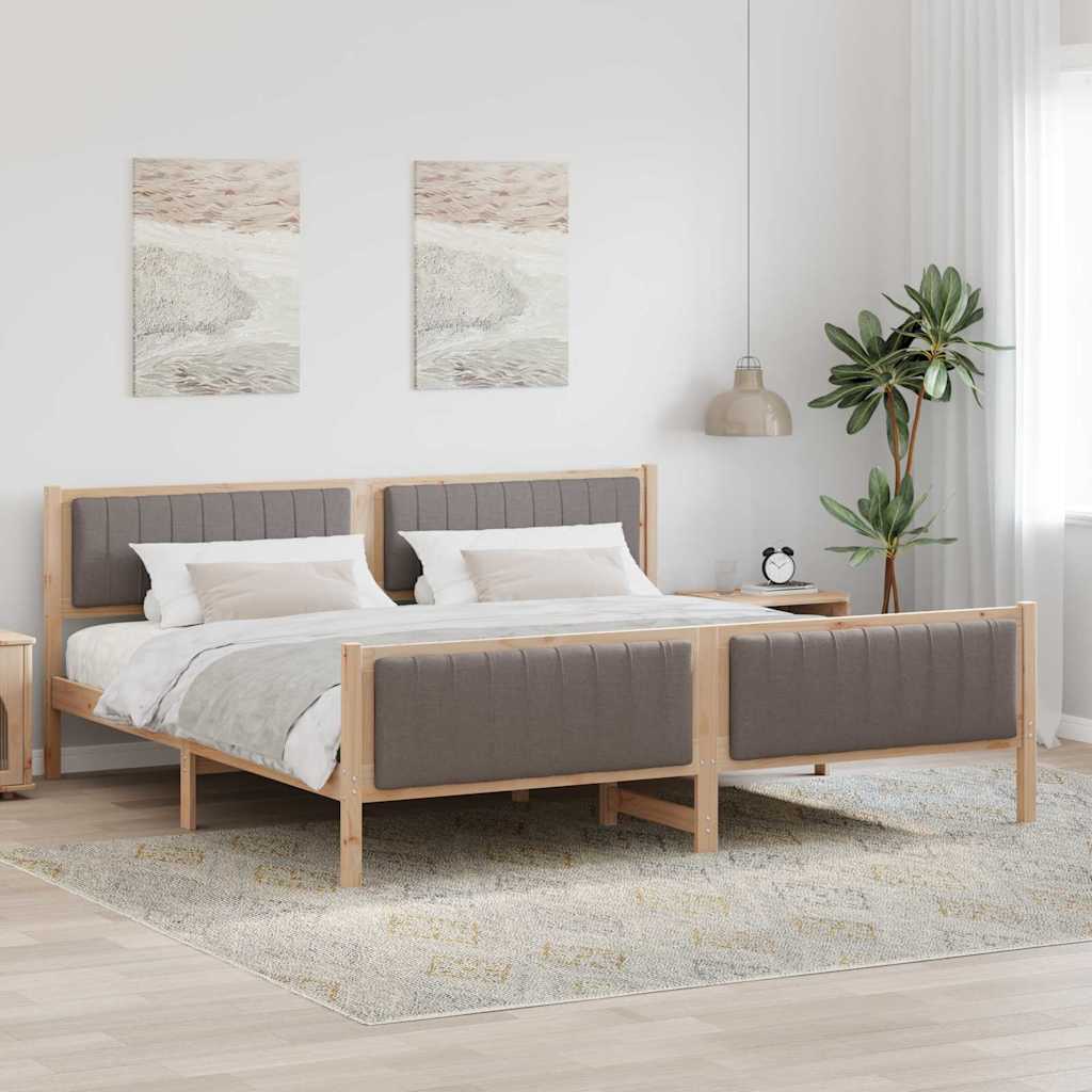Bettgestell Braun und Taupe 200 x 200 cm Massivholz Kiefer