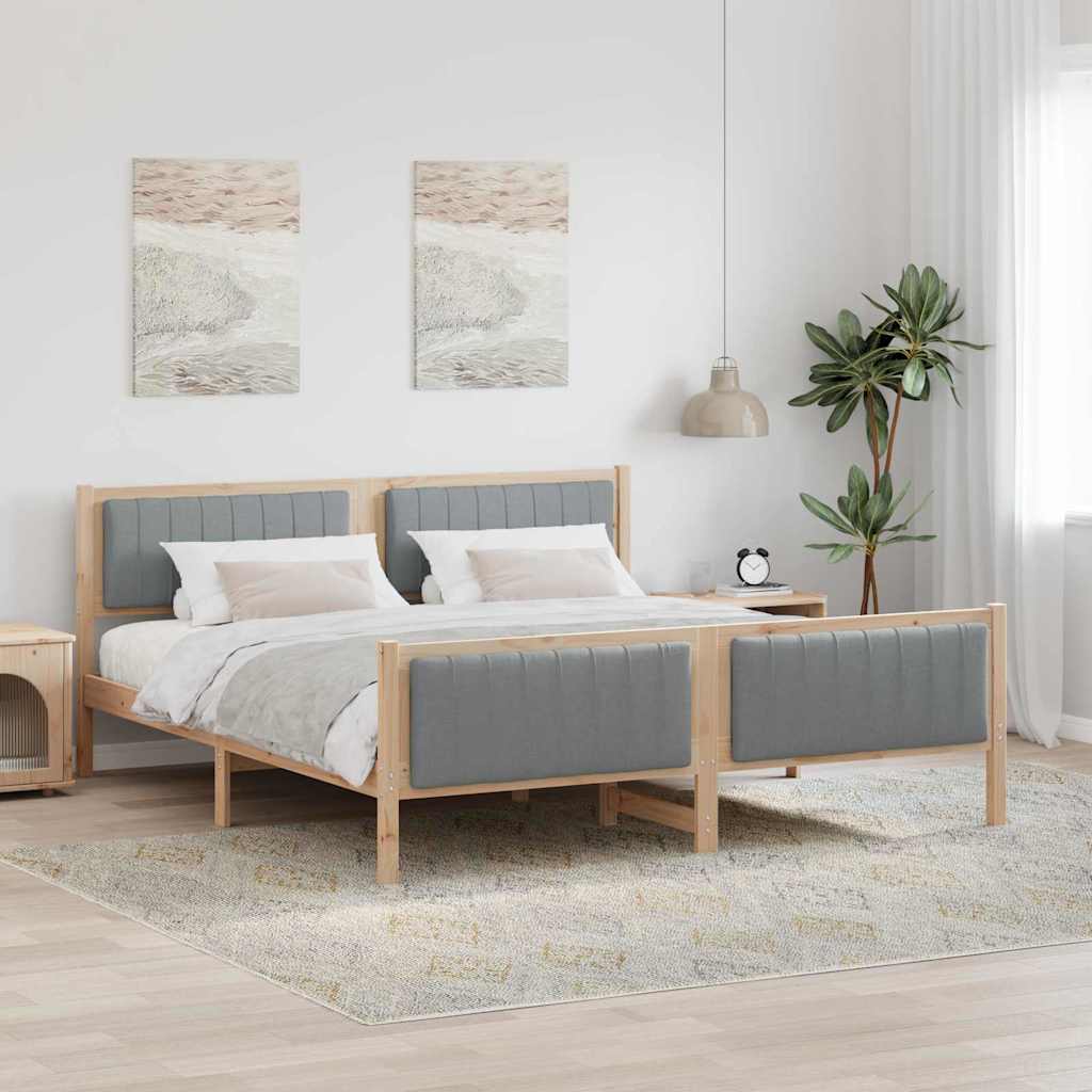 Bettgestell Braun und Hellgrau 180 x 200 cm Massivholz Kiefer