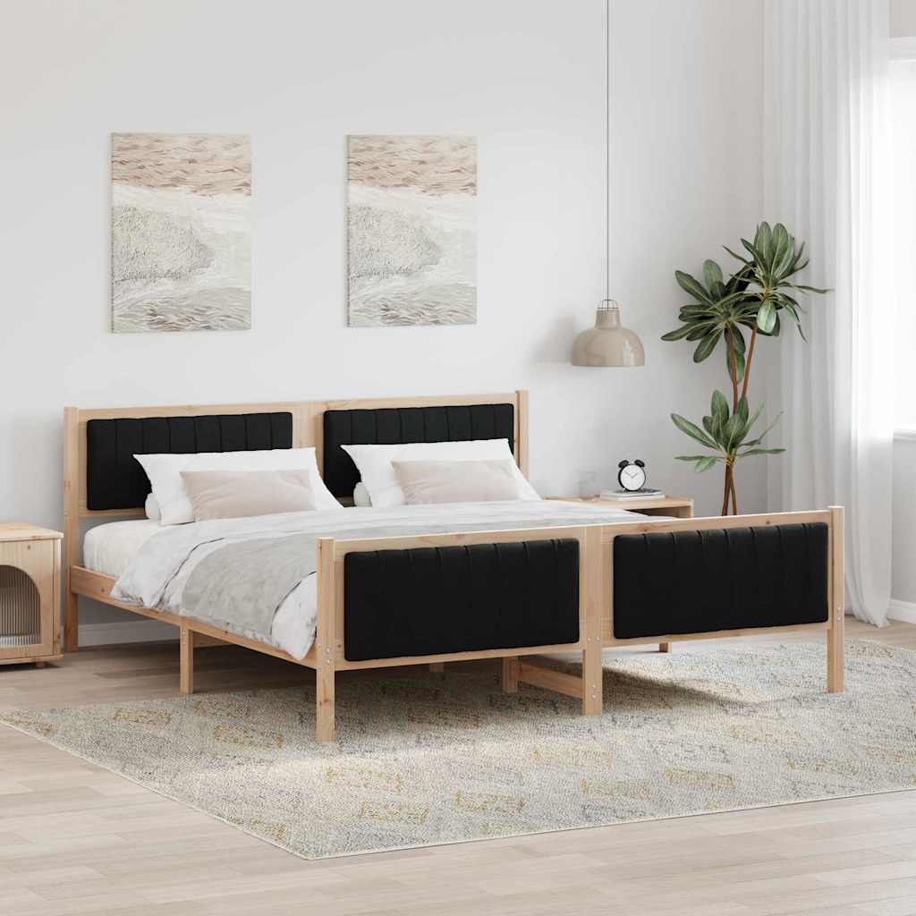 Bettgestell Braun und Schwarz 180 x 200 cm Massivholz Kiefer