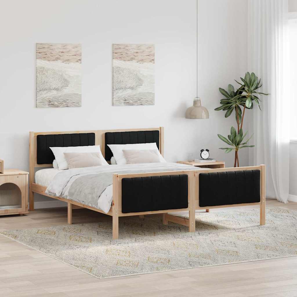 Bettgestell Braun und Schwarz 160 x 200 cm Massivholz Kiefer