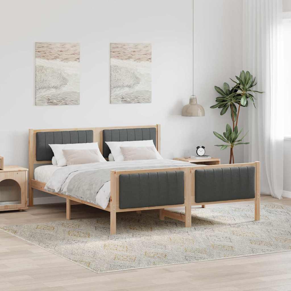 Bettgestell Braun und Dunkelgrau 150 x 200 cm Massivholz Kiefer