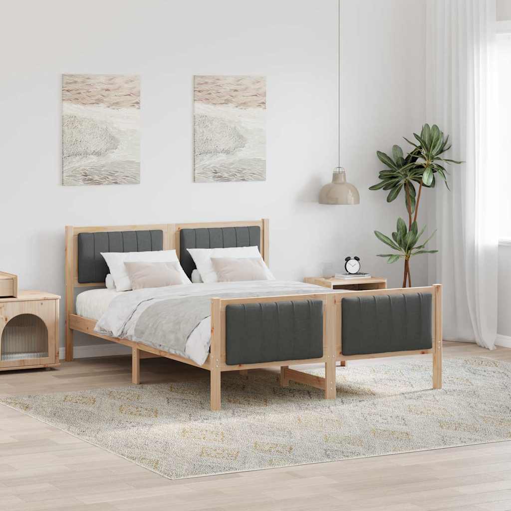 Bettgestell Braun und Dunkelgrau 140 x 200 cm Massivholz Kiefer