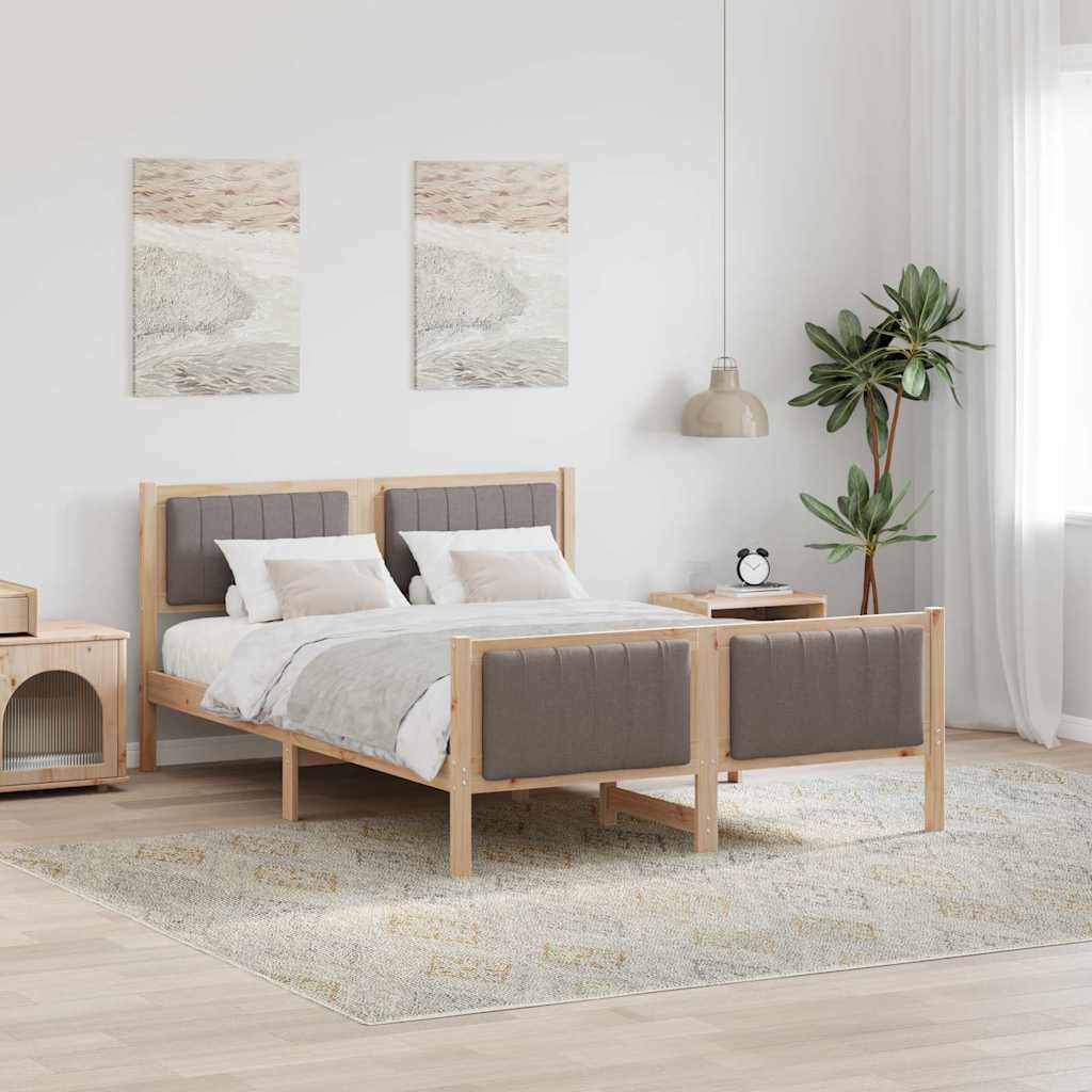 Bettgestell Braun und Taupe 140 x 200 cm Massivholz Kiefer