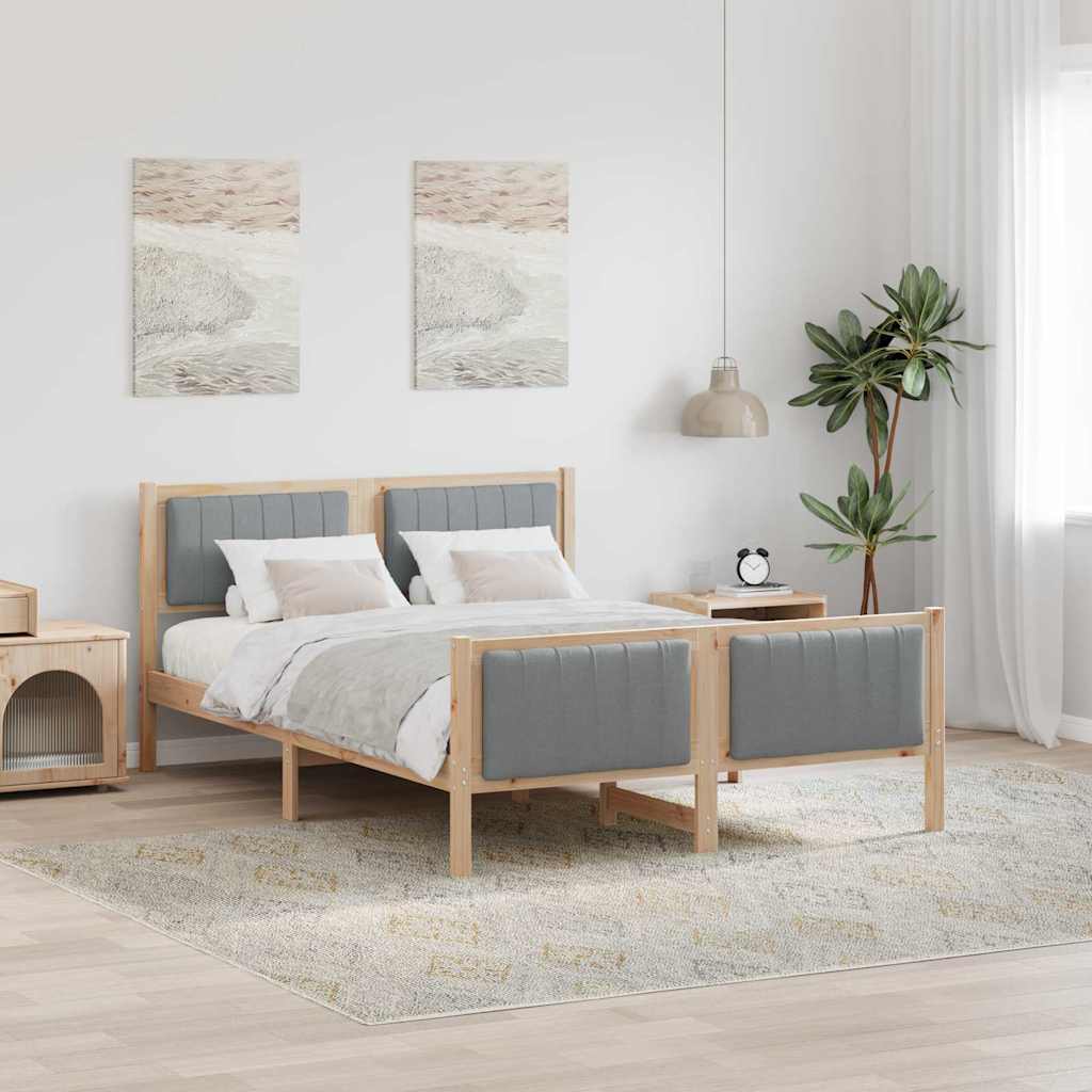 Bettgestell Braun und Hellgrau 140 x 190 cm Massivholz Kiefer