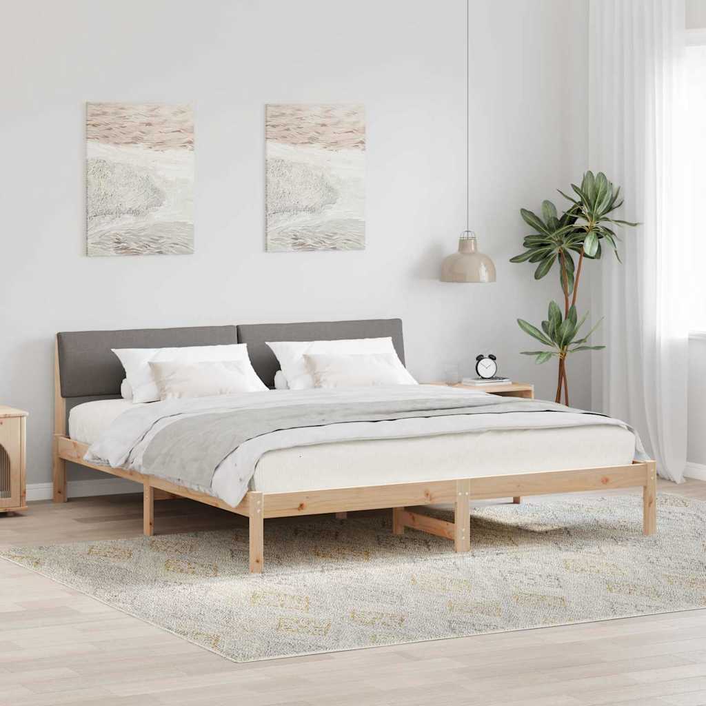Bettgestell Braun und Taupe 200 x 200 cm Massivholz Kiefer