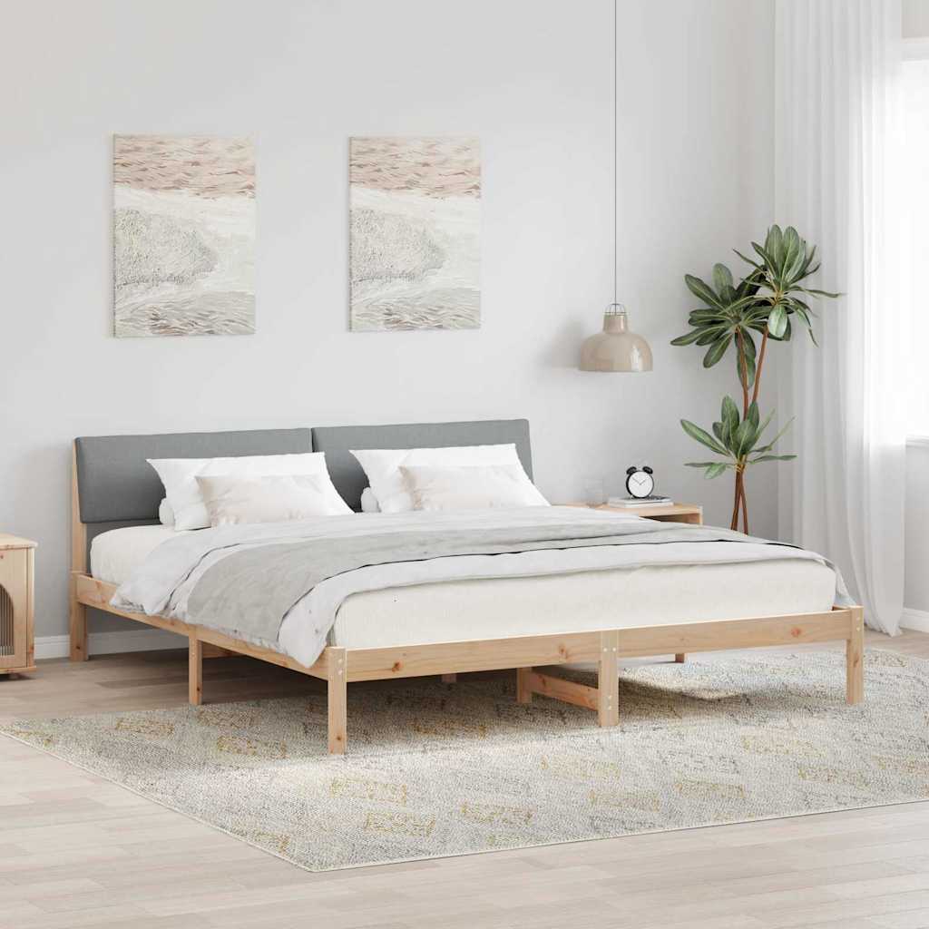 Bettgestell Braun und hellgrau 180 x 200 cm Massivholz Kiefer