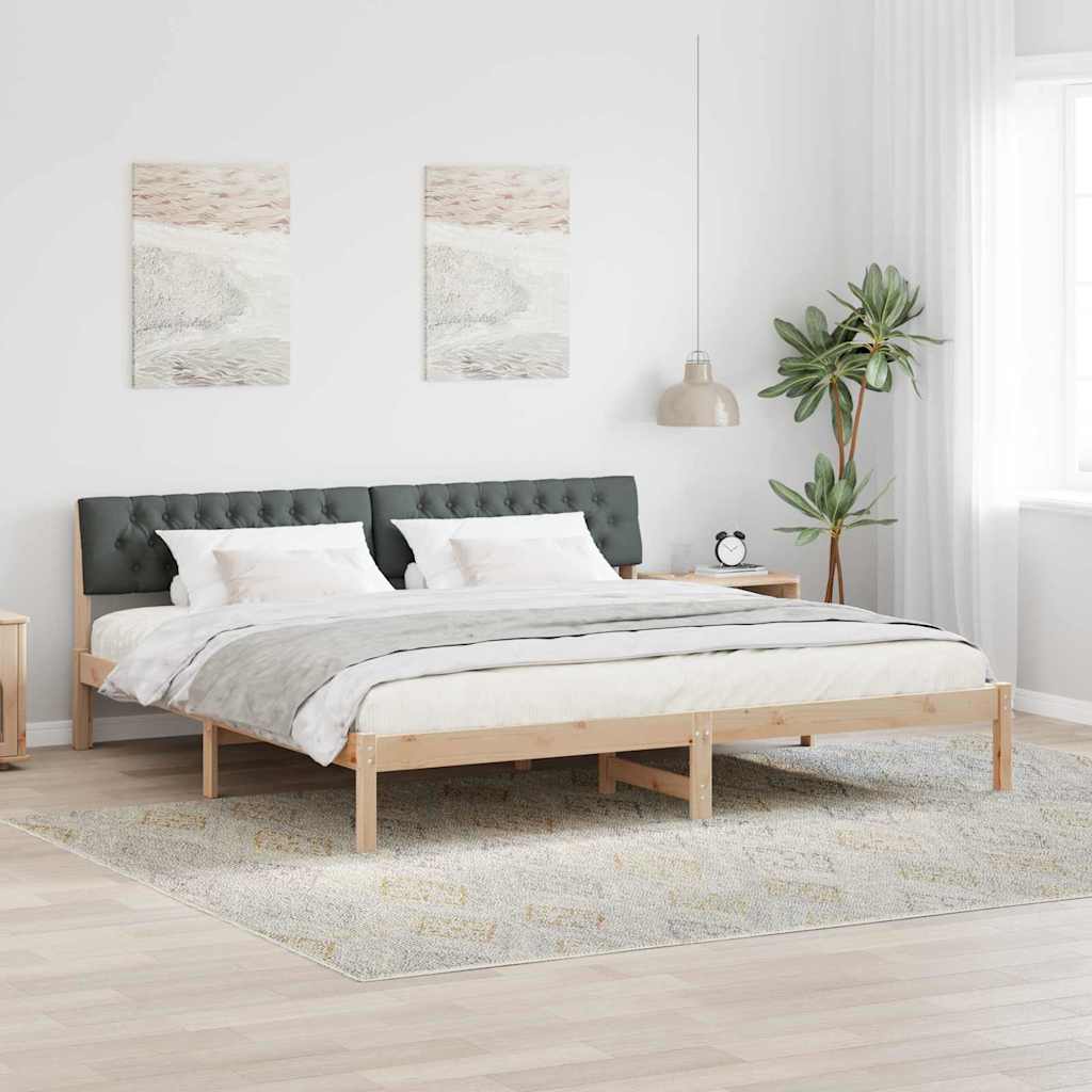 Bettgestell Braun und Dunkelgrau 200 x 200 cm Massivholz Kiefer