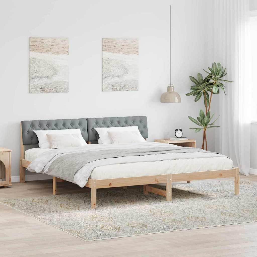 Bettgestell Braun und hellgrau 180 x 200 cm Massivholz Kiefer