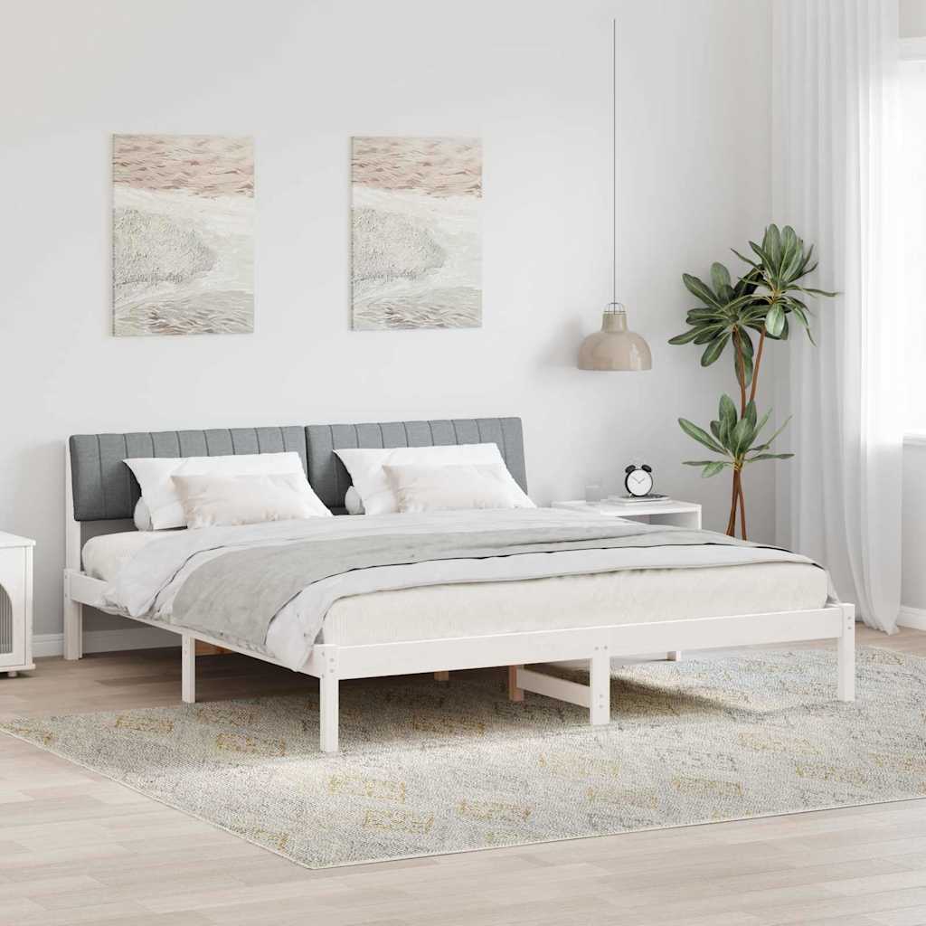 Bettgestell Weiß und Hellgrau 180 x 200 cm Massivholz Kiefer