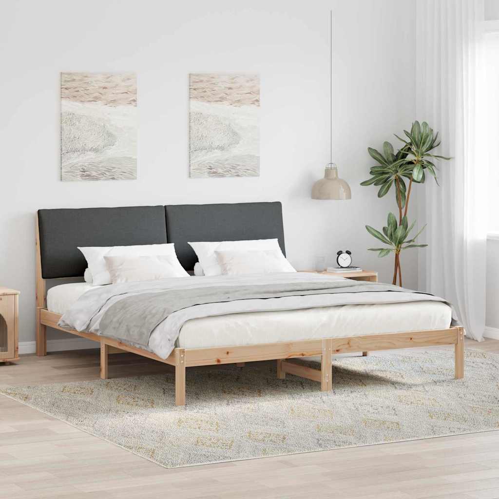 Bettgestell Braun und Dunkelgrau 200 x 200 cm Massivholz Kiefer