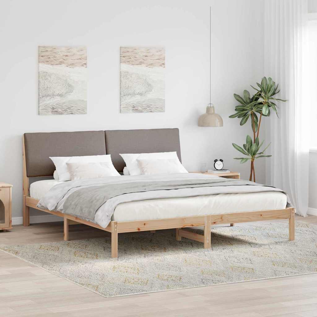 Bettgestell Braun und Taupe 200 x 200 cm Massivholz Kiefer