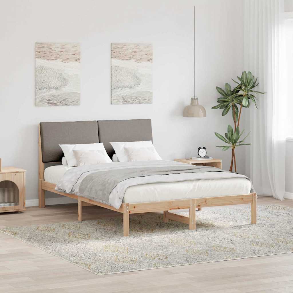 Bettgestell Braun und Taupe 150 x 200 cm Massivholz Kiefer