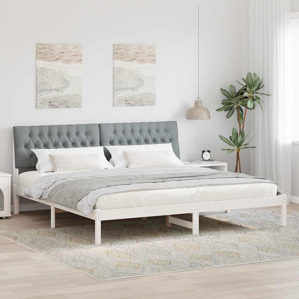 Bettgestell mit gepolstertem Kopfteil Weiß 200 x 200 cm