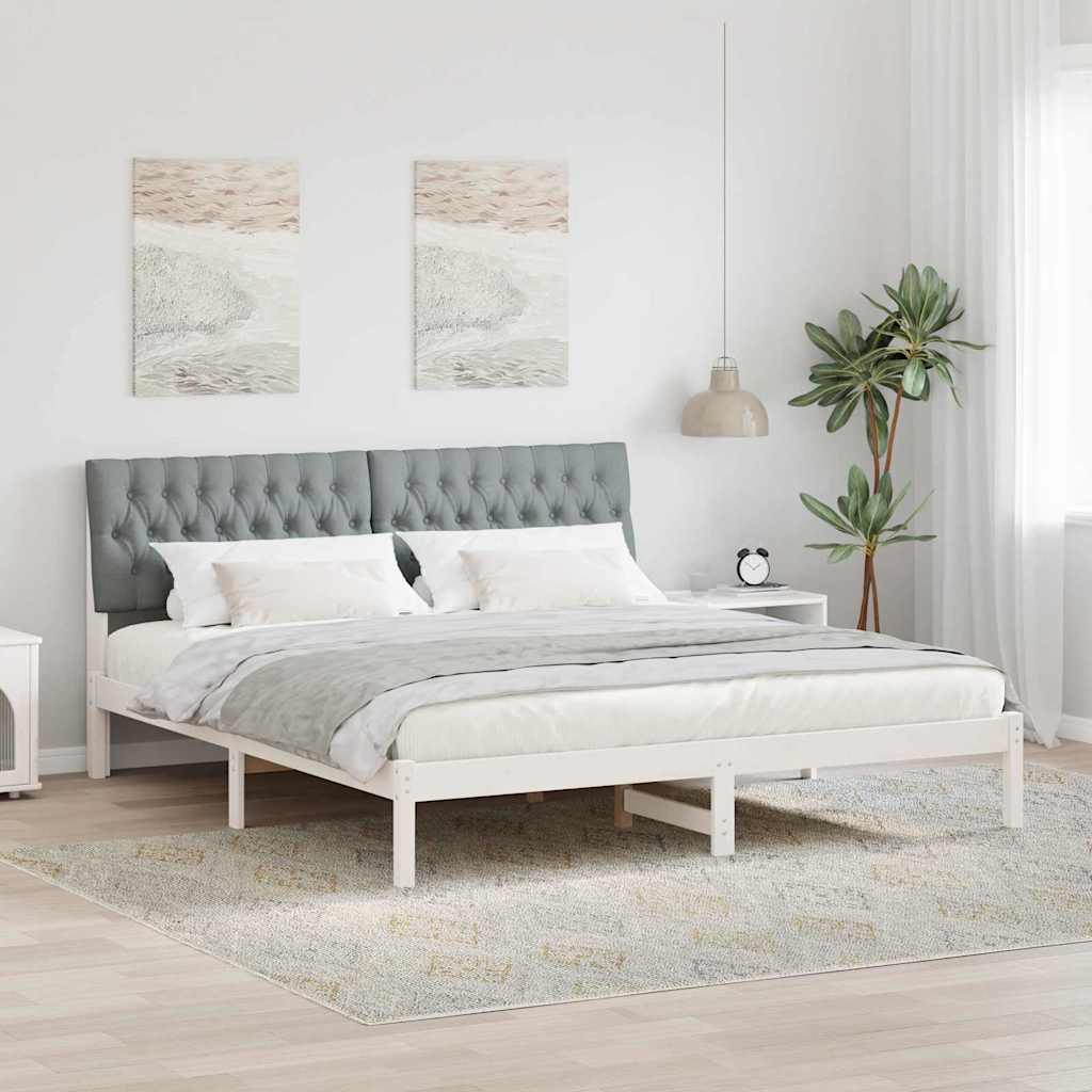 Bettgestell mit gepolstertem Kopfteil Weiß 180 x 200 cm